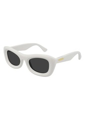 Women's Bottega Veneta 51mm Square Sunglasses - Shiny Solid Ivory/ Grey