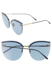 Bottega Veneta 62mm Oversize Rimless Cat Eye Sunglasses in Blue/Black/Gold at Nordstrom