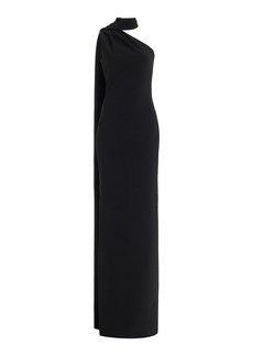 Brandon Maxwell - Exclusive Cape-Sleeve Crepe One-Shoulder Gown - Black - US 10 - Moda Operandi