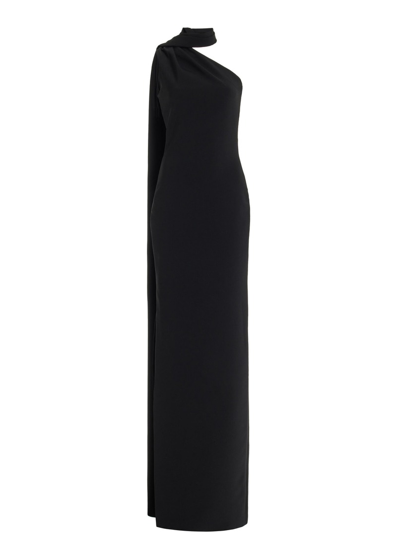 Brandon Maxwell - Exclusive Cape-Sleeve Crepe One-Shoulder Gown - Black - US 2 - Moda Operandi