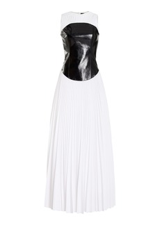 Brandon Maxwell - Exclusive The Florena Pleated Cotton Maxi Dress - Black/white - US 12 - Moda Operandi