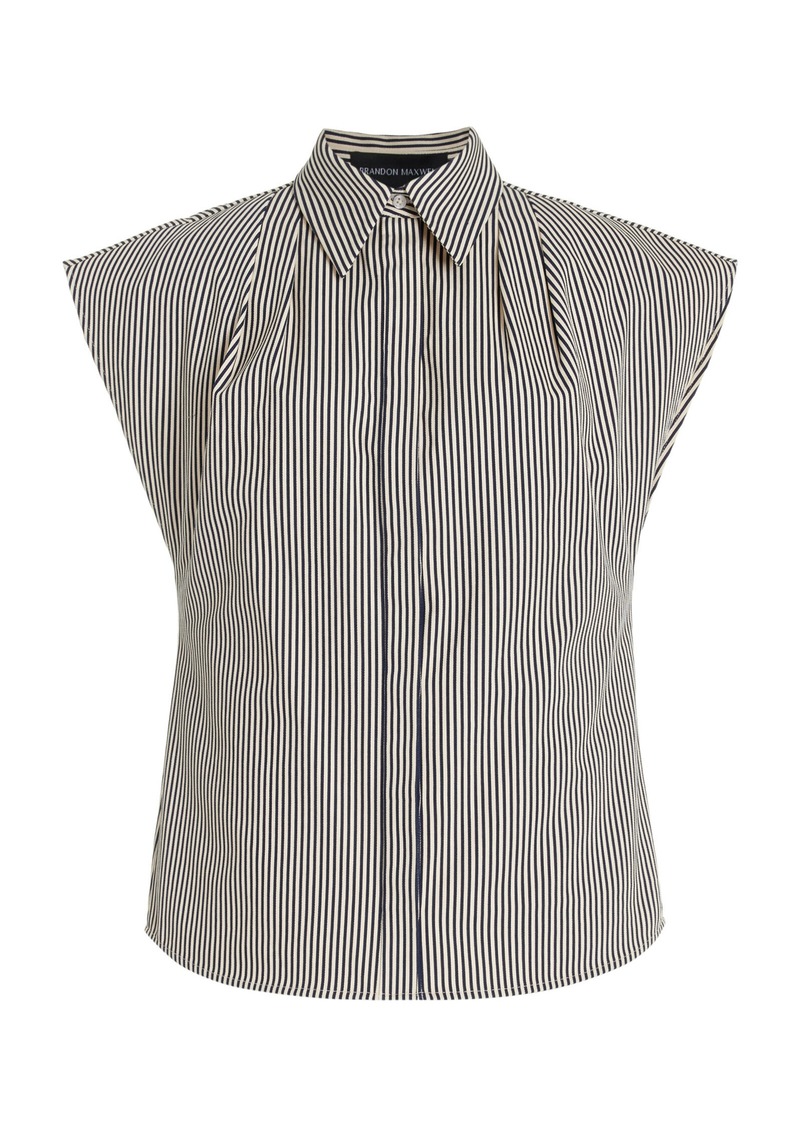 Brandon Maxwell - Exclusive The Gabi Striped Cotton-Twill Shirt - Navy - US 4 - Moda Operandi