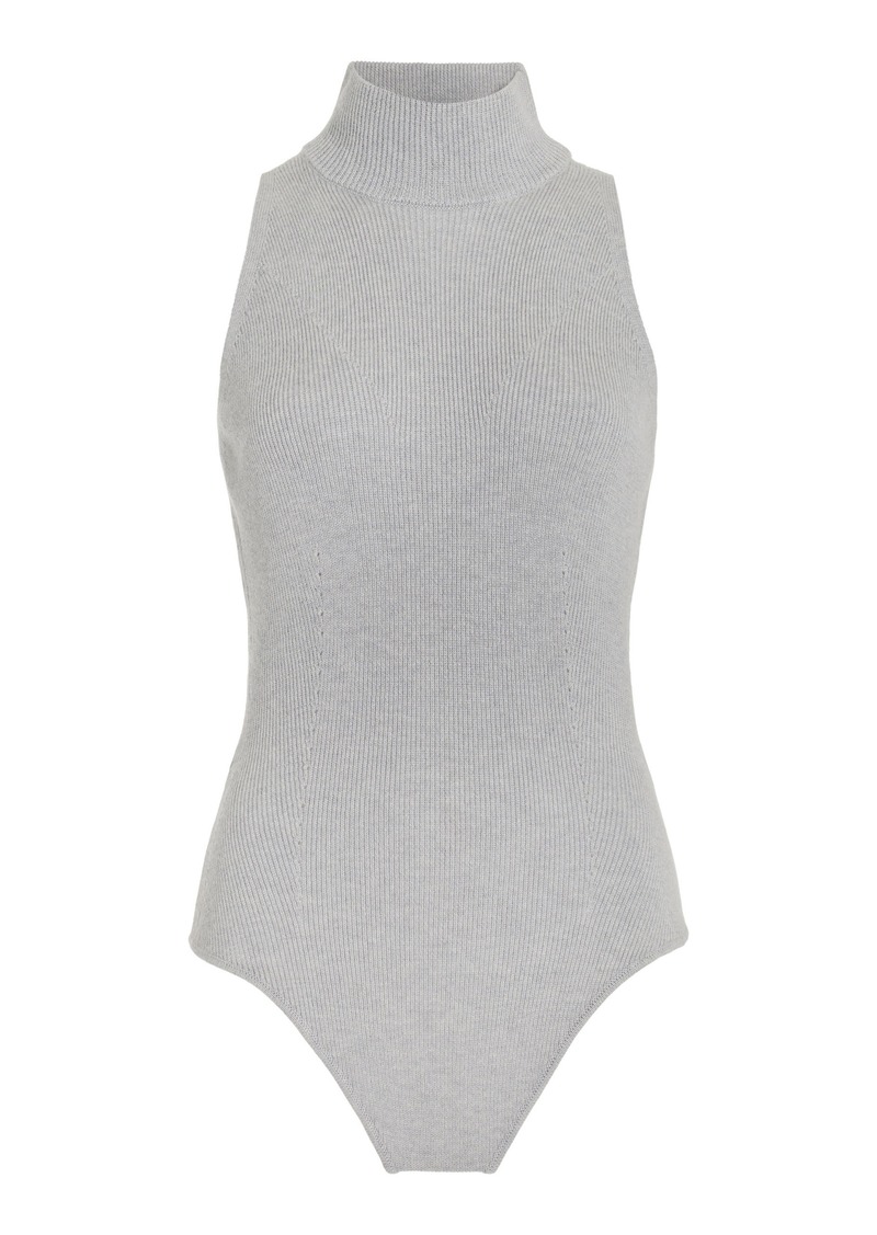 Brandon Maxwell - Silk-Cashmere Knit Bodysuit - Grey - XL - Moda Operandi