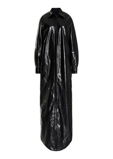 Brandon Maxwell - The Adelle Glazed Leather Midi Dress - Black - S - Moda Operandi