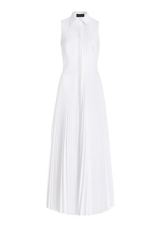 Brandon Maxwell - The Alston Pleated Bustier Cotton Maxi Dress - Ivory - US 4 - Moda Operandi
