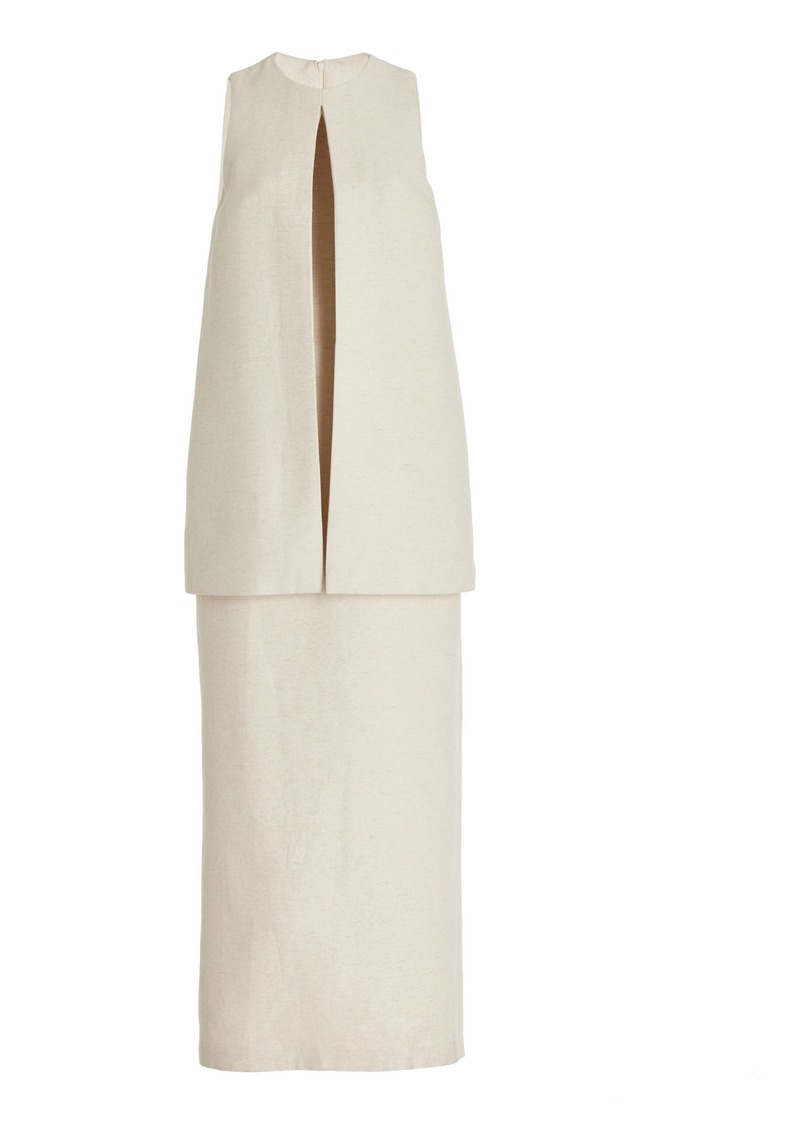 Brandon Maxwell - The Astrid Split-Front Crepe Maxi Dress - Neutral - US 4 - Moda Operandi