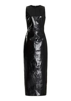 Brandon Maxwell - The Audrey Glazed Leather Column Dress - Black - US 2 - Moda Operandi