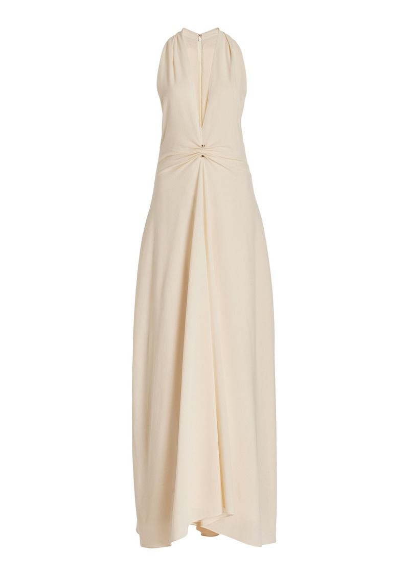 Brandon Maxwell - The Banks Deep-V Stretch-Crepe Maxi Dress - Ivory - US 6 - Moda Operandi