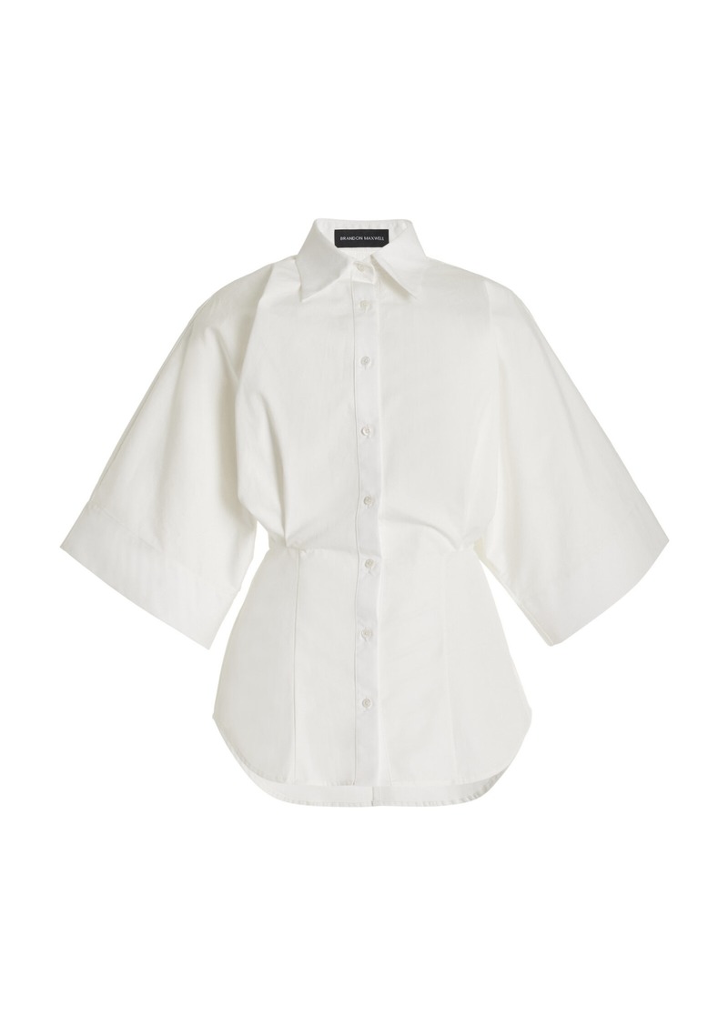 Brandon Maxwell - The Elsa Wide-Sleeve Cotton Poplin Shirt - White - US 0 - Moda Operandi