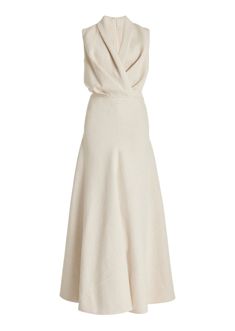 Brandon Maxwell - The Emelie Wrapped Silk Crepe Maxi Dress - Neutral - US 4 - Moda Operandi