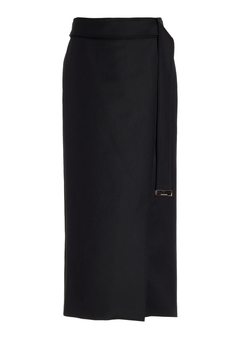 Brandon Maxwell - The Evelyn Wrap Midi Skirt With Belt Tip Hardware - Black - US 4 - Moda Operandi