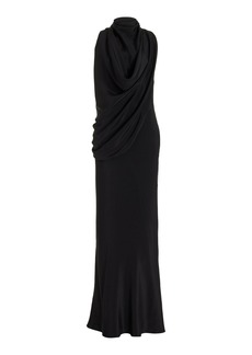 Brandon Maxwell - The Frida Draped Silk-Crepe Maxi Dress - Black - US 6 - Moda Operandi