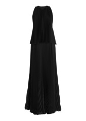 Brandon Maxwell - The Hallett Pleated Georgette Maxi Dress - Black - US 2 - Moda Operandi