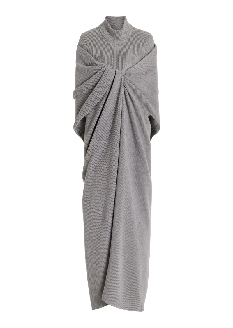 Brandon Maxwell - The Holden Draped Wool Turtleneck Midi Dress - Grey - M - Moda Operandi