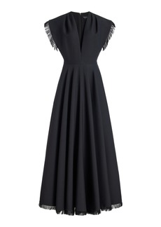Brandon Maxwell - The Irena Fringed Wool-Silk Maxi Dress - Black - US 6 - Moda Operandi