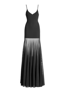 Brandon Maxwell - The Katya Sheer Knit Maxi Dress - Black - M - Moda Operandi