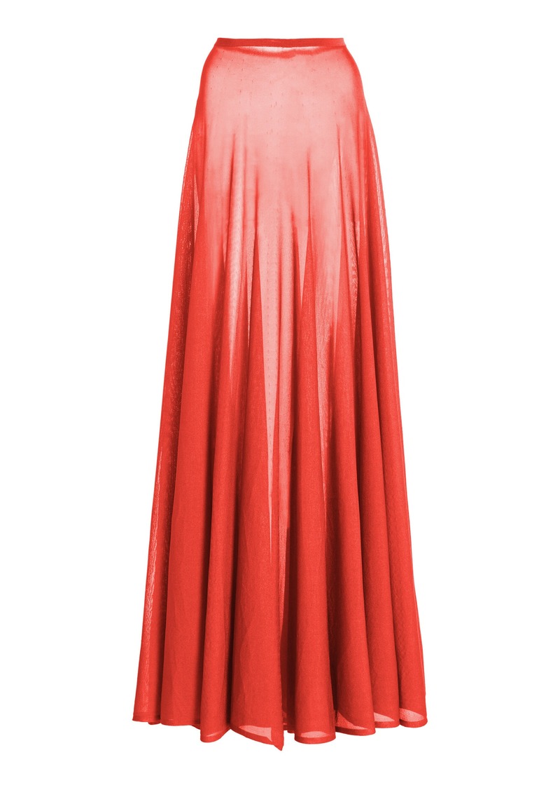 Brandon Maxwell - The Lucy Sheer Knit Maxi Skirt - Red - XS - Moda Operandi