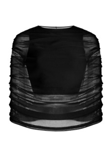 Brandon Maxwell - The Lyra Ruched Sheer Knit Top - Black - XS - Moda Operandi