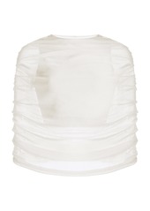 Brandon Maxwell - The Lyra Ruched Sheer Knit Top - Ivory - XS - Moda Operandi