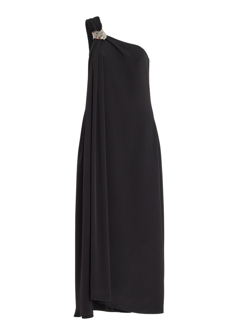 Brandon Maxwell - The Mae Draped Hardware-Detailed Silk Maxi Dress - Black - US 4 - Moda Operandi