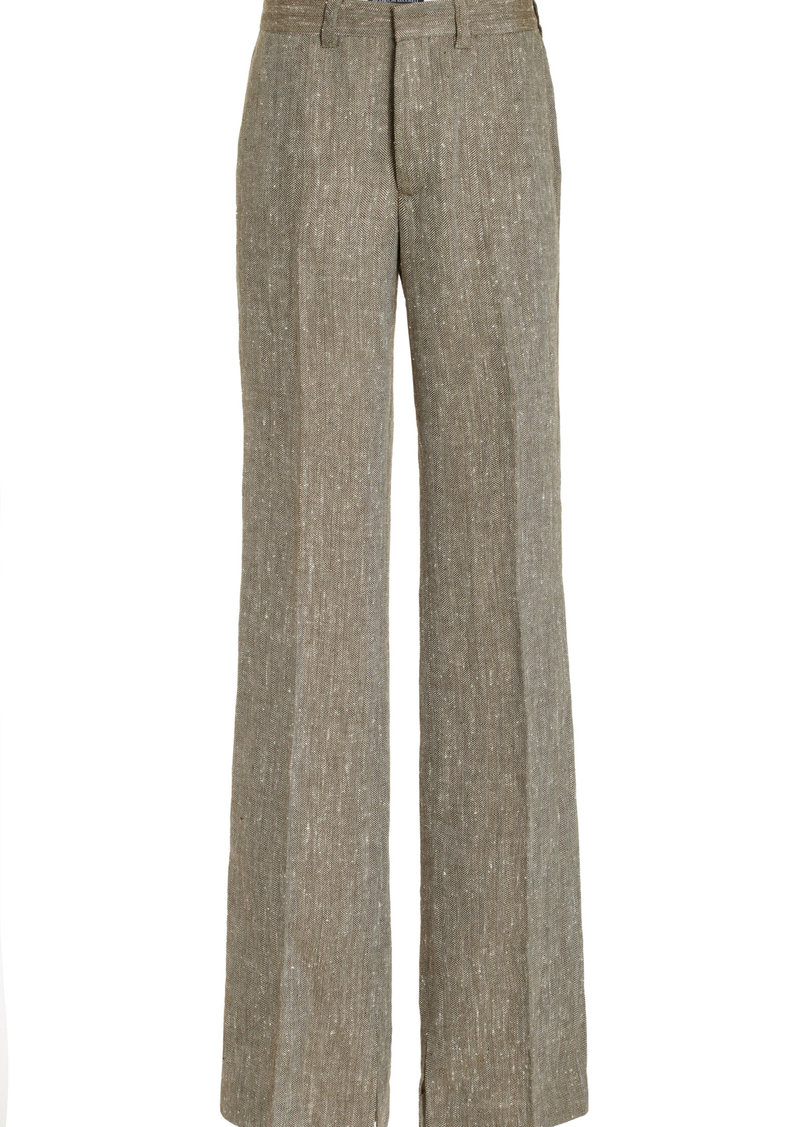 Brandon Maxwell - The Peyton Linen-Silk Straight-Leg Pants - Grey - US 0 - Moda Operandi