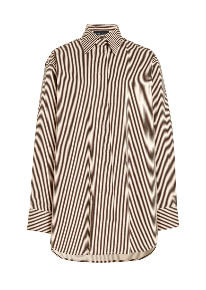 Brandon Maxwell - The Phillippa Striped Cotton Twill Mini Shirt Dress - Stripe - M - Moda Operandi