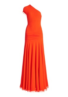 Brandon Maxwell - The Tess Draped Asymmetric Maxi Dress - Red - US 10 - Moda Operandi
