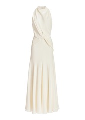 Brandon Maxwell - The Valerie Draped Silk Maxi Dress - Ivory - US 10 - Moda Operandi