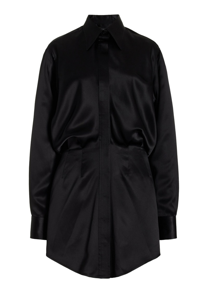 Brandon Maxwell - The Vera Silk Mini Shirt Dress - Black - US 4 - Moda Operandi