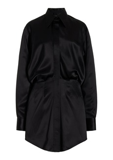 Brandon Maxwell - The Vera Silk Mini Shirt Dress - Black - US 10 - Moda Operandi