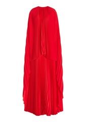 Brandon Maxwell - The Willow Pleated Silk Cape Maxi Dress - Red - US 2 - Moda Operandi