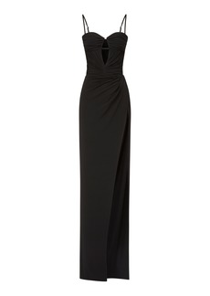 Brandon Maxwell - Women's Bow-Detailed Jersey Wrap Gown - Black - US 8 - Moda Operandi