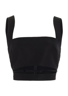 Brandon Maxwell - Women's Cotton-Silk Cutout Cropped Top - Black - US 2 - Moda Operandi