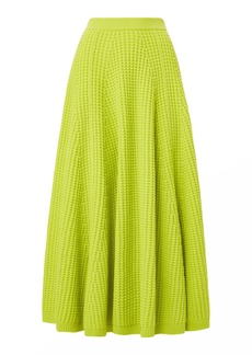 Brandon Maxwell - Women's Pointelle Stitch Wool Maxi Skirt - Green - S - Moda Operandi