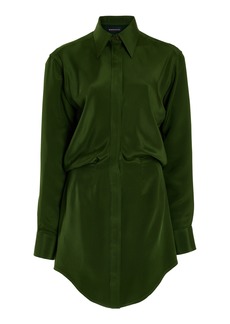 Brandon Maxwell - Women's Vera Silk Crepe Shirtdress - Dark Green - US 0 - Moda Operandi