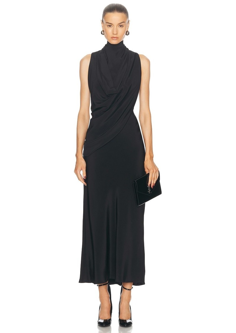 Brandon Maxwell Frida Draped Sleeveless Dress