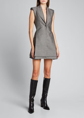 Brandon Maxwell Herringbone Wool Mini Vest Dress