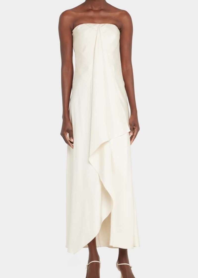 Brandon Maxwell Silk Dress w/ Cascade Front