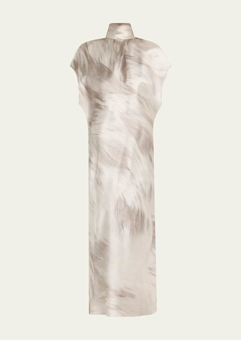 Brandon Maxwell The Evie Neck-Scarf Midi Silk Dress