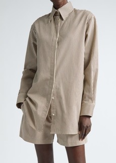 Brandon Maxwell The Phillippa Stripe Oversize Cotton Twill Button-Up Shirt