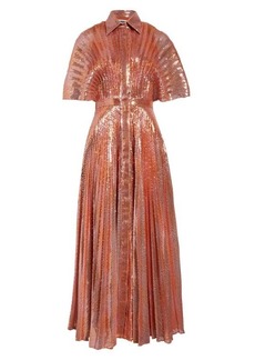 Brandon Maxwell The Pleated Sequin Cocktail Shirtdress in Rose Gold at Nordstrom