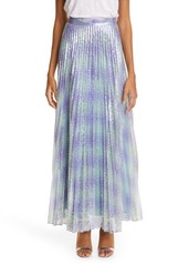 Brandon Maxwell The Sequin Pleated Maxi Skirt in Blue at Nordstrom