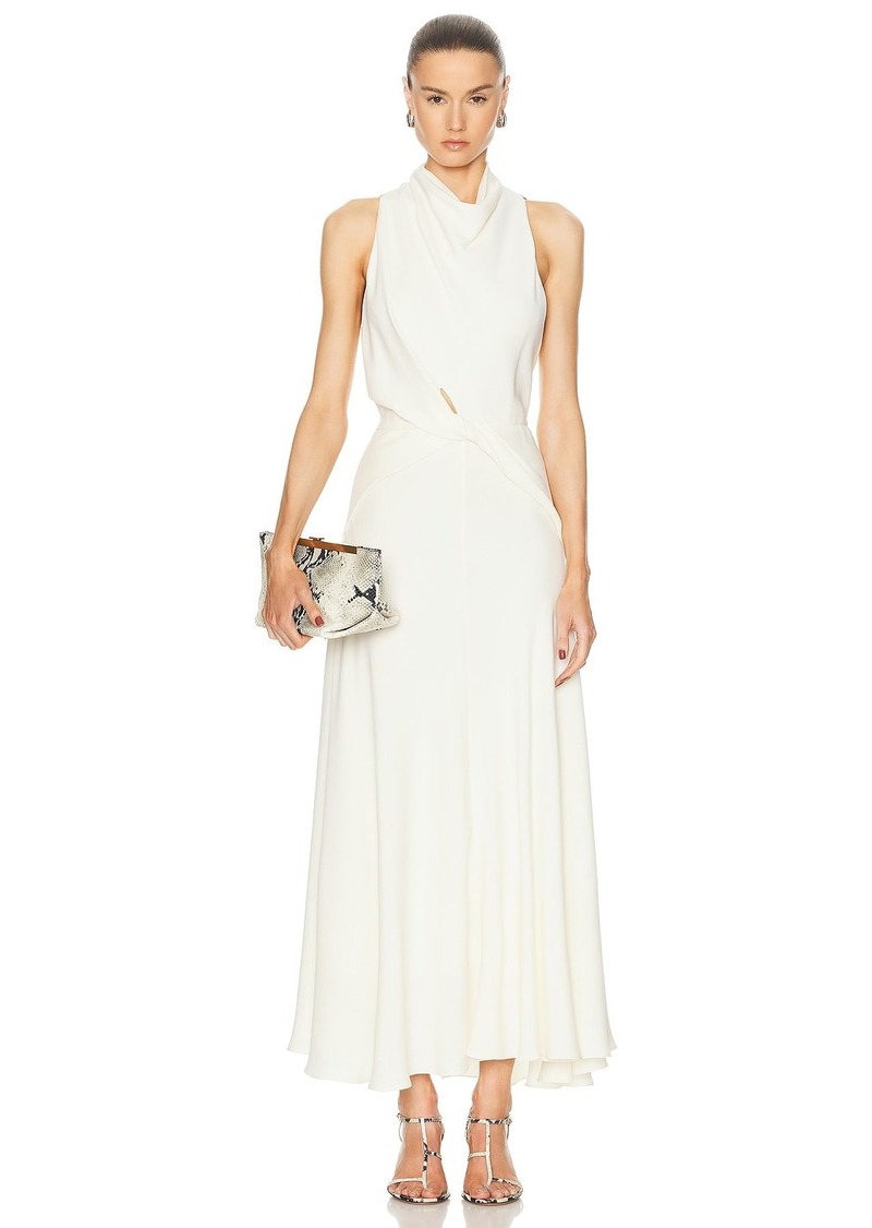 Brandon Maxwell The Valerie Draped Neckline & Belted Waist Dress