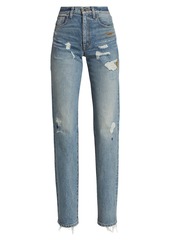 Brandon Maxwell Distressed Splatter-Paint Jeans