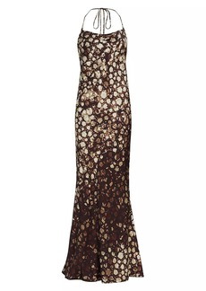 Leopard-Pint Silk-Wool Midi Slip Dress By Brandon Maxwell