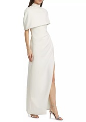 Brandon Maxwell Jersey Capelet Ruched Column Gown