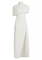 Brandon Maxwell Jersey Capelet Ruched Column Gown