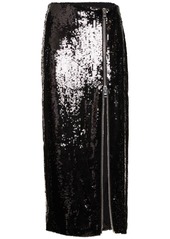 Brandon Maxwell Sequined High Rise Zip Midi Skirt