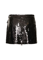 Brandon Maxwell Sequined Zipped Mini Skirt