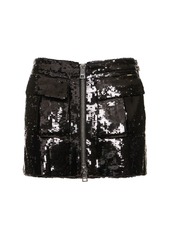Brandon Maxwell Sequined Zipped Mini Skirt